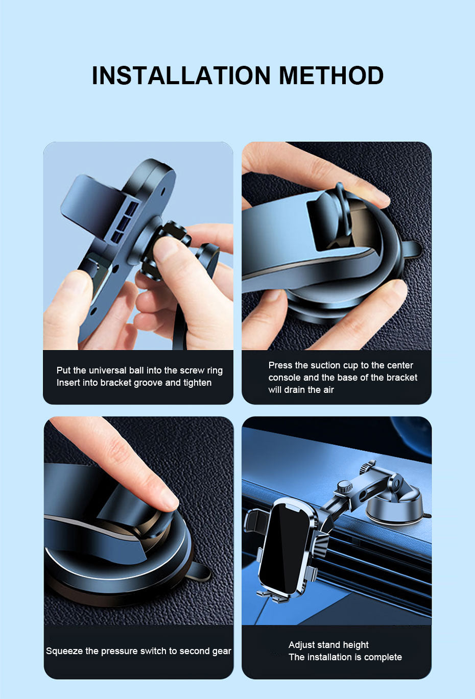 🚘 Car Phone Holder – Ultra-Stable Suction Cup &amp; 360° Rotation