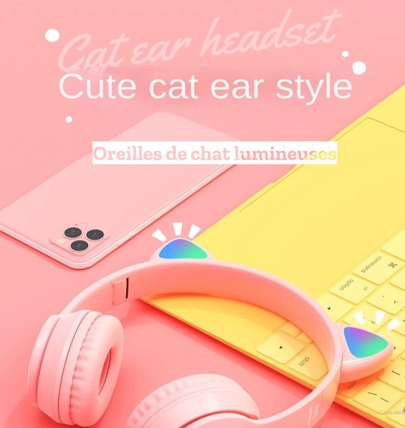 Casque Oreilles de Chat LED Bluetooth P47M