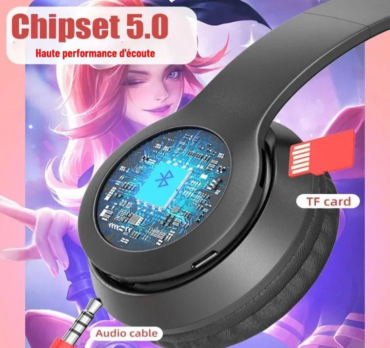 Casque Oreilles de Chat LED Bluetooth P47M