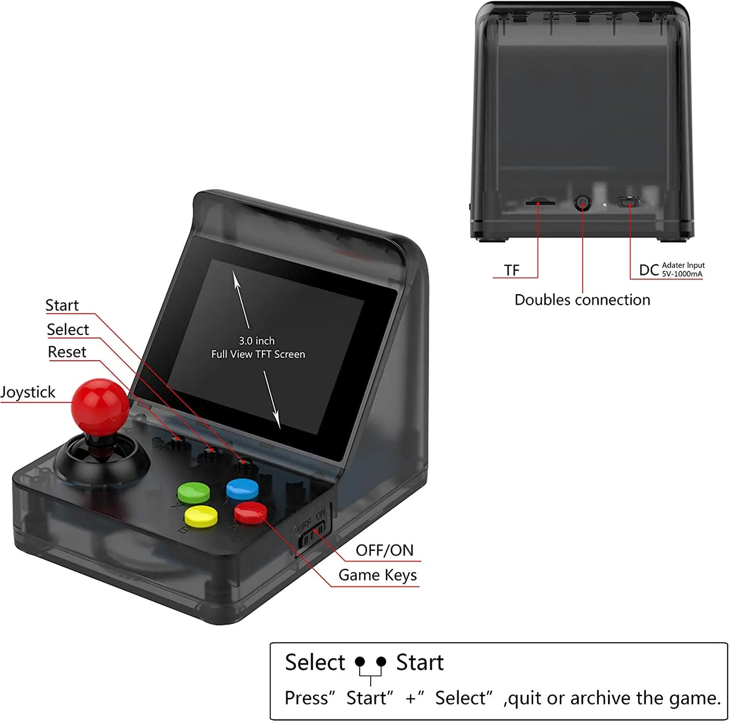 🕹️ 32-Bit Mini Arcade Cabinet – 500 Classic Games Included 🎮