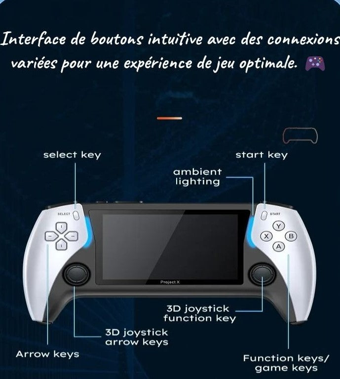 🎮 Console Portable Project X – Écran 4.3" IPS HD, Double Joystick & Multi-Émulateurs