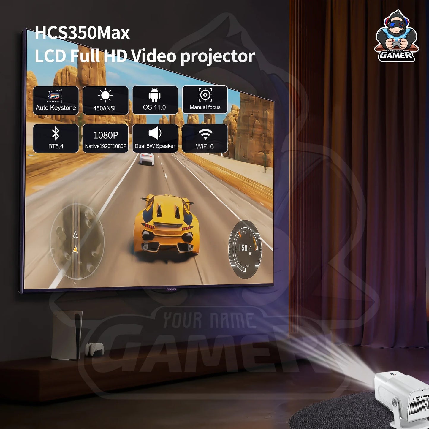 Mini Vidéoprojecteur HCS350 Pro + Manettes 🎮