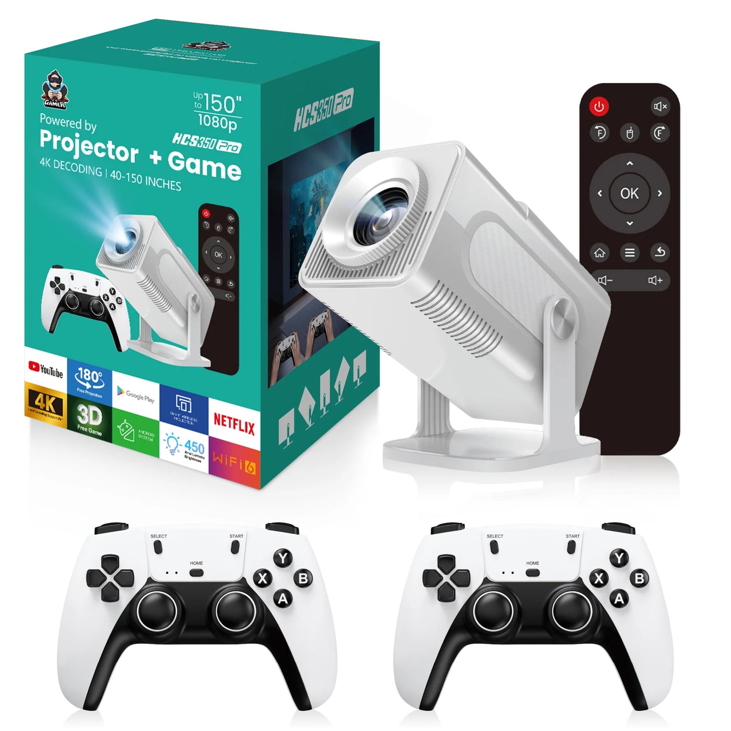 Mini Vidéoprojecteur HCS350 Pro + Manettes 🎮