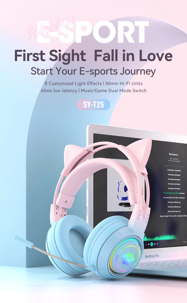 RGB Gaming Headset with Cat Ears and Deer Antlers – Fun Look, Pro Performance!