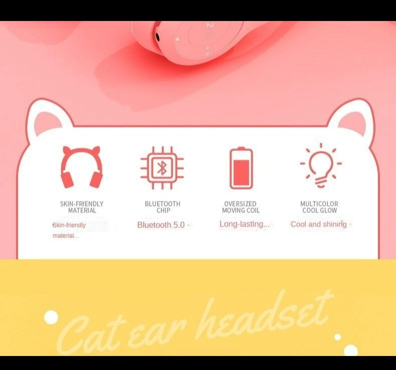 Casque Oreilles de Chat LED Bluetooth P47M